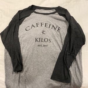 Caffeine and Kilos 3/4 shirt size large